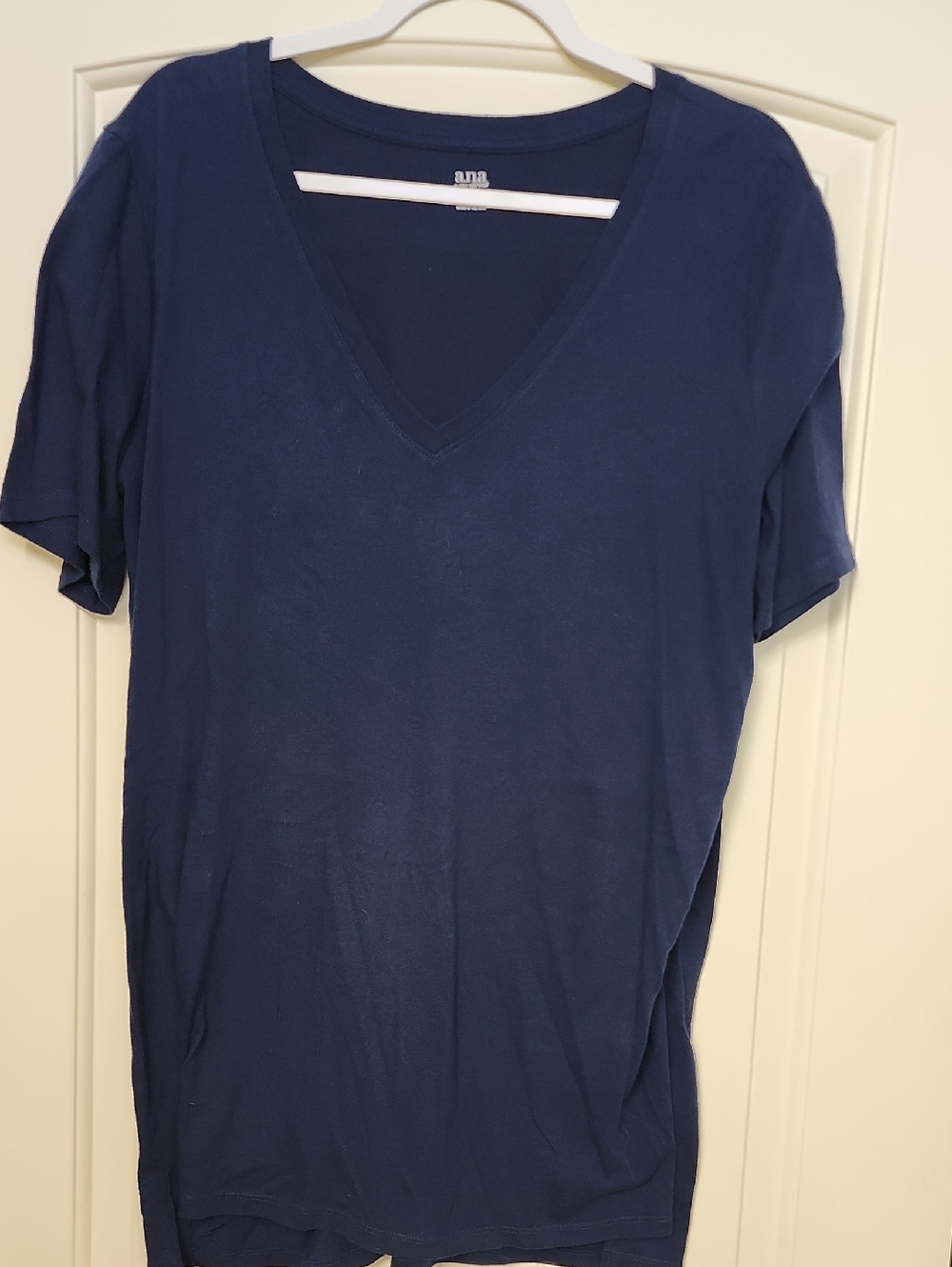 a.n.a Navy V-Neck Short Sleeve Tee